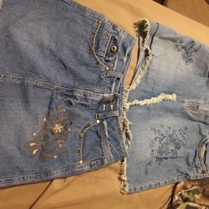 Girls denim skirts. Both for $10